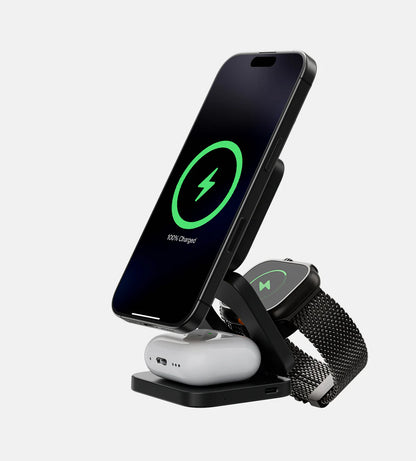 Foldable 3-in-1 Magnetic Wireless Charging Dock for iPhone, Apple Watch, AirPods Pro