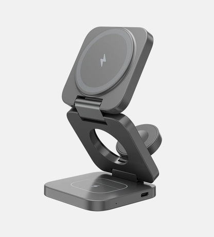 Foldable 3-in-1 Magnetic Wireless Charging Dock for iPhone, Apple Watch, AirPods Pro