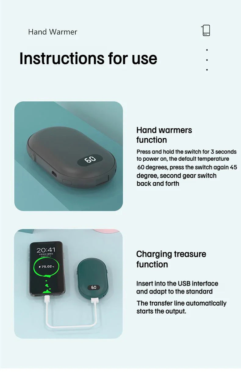 Hand Warmer Power Bank 2in1 USB Rechargeable