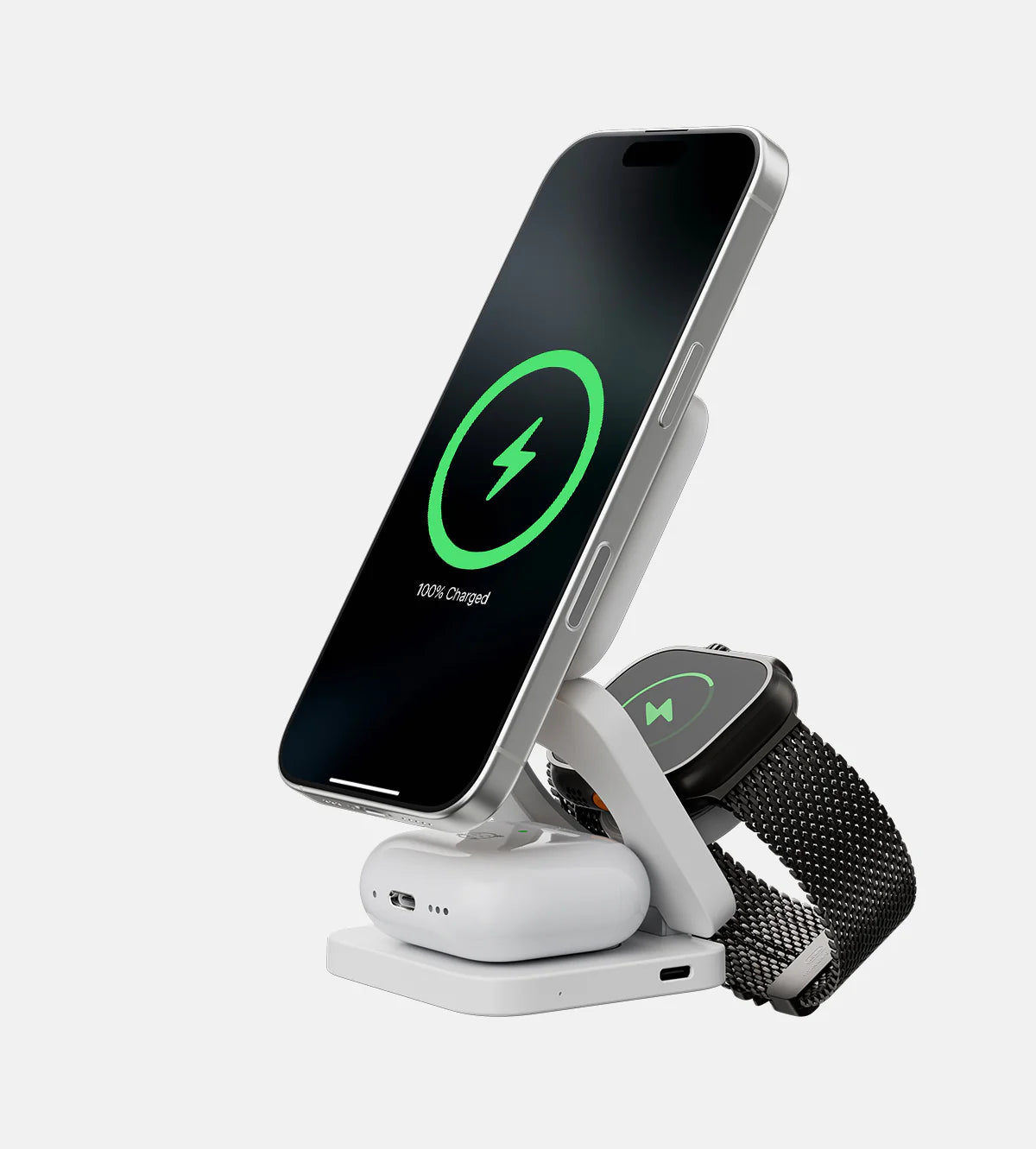 Foldable 3-in-1 Magnetic Wireless Charging Dock for iPhone, Apple Watch, AirPods Pro