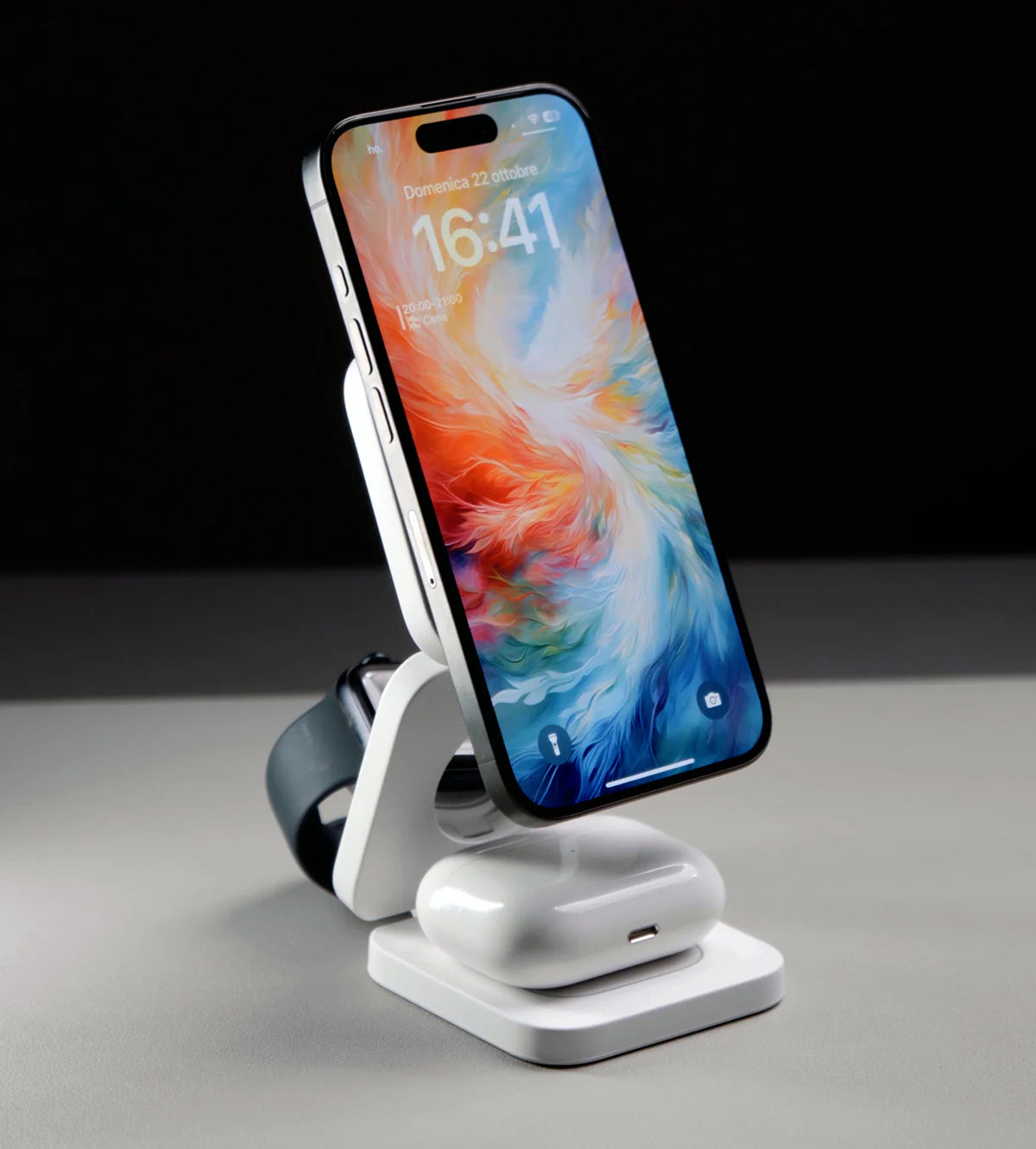 Foldable 3-in-1 Magnetic Wireless Charging Dock for iPhone, Apple Watch, AirPods Pro